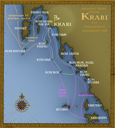 Overnight sailing destinations around Krabi