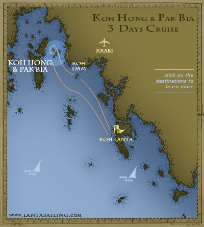 Map of 5 days sailing itinerary to Koh Hong